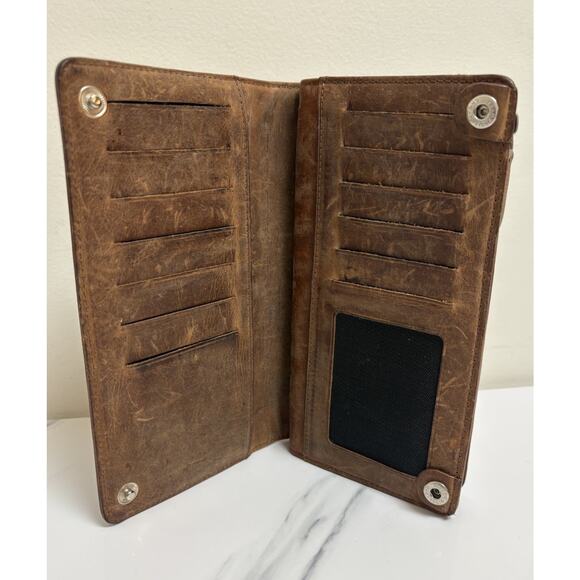 Brown Genuine Leather Long Wallet Clutch Engraved "Kayla" 8x4x1.5 - Picture 3 of 5